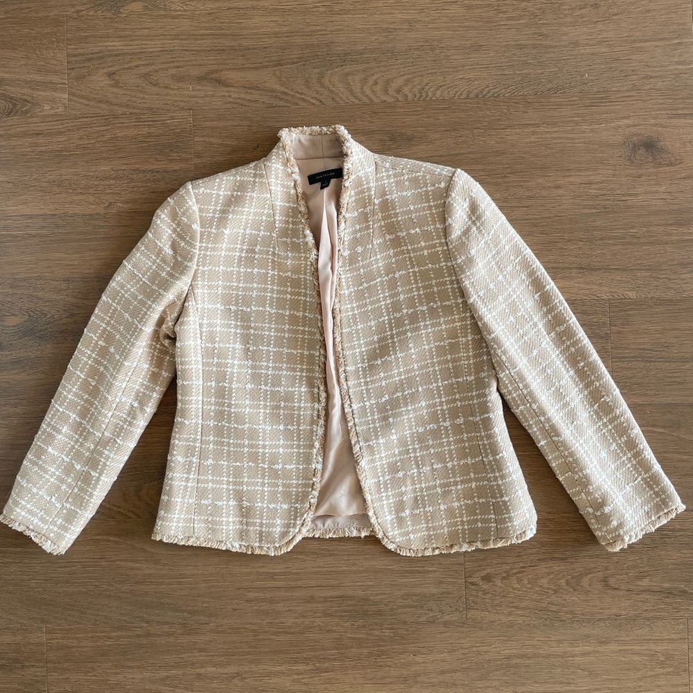 Ann Taylor Cream Plaid Blazer